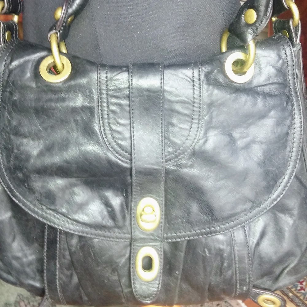 Hype Moto Black Lambskin Leather Cross Body Bag